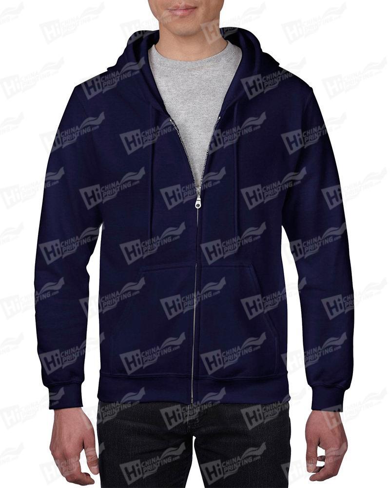 Gildan Mens Navy Full-Zip Hoodie For DIY